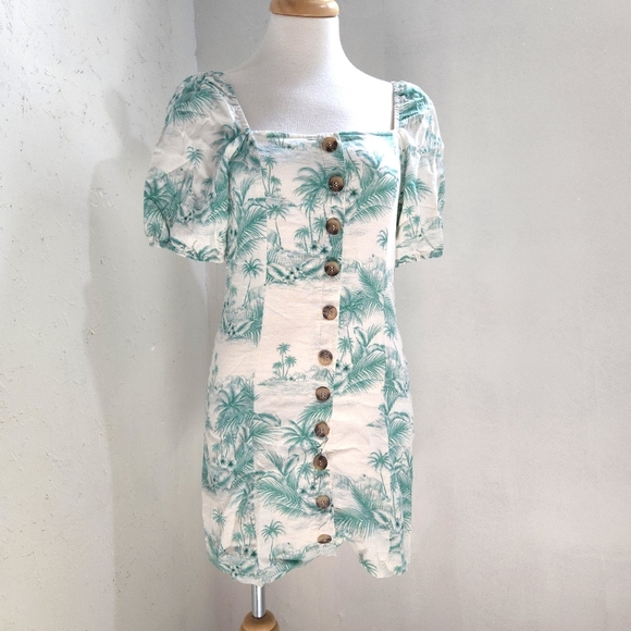 Paper Heart | Tropical Print Button-Down Dress Mini - Picture 1 of 13